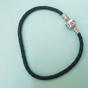 NWOT Authentic Black Braided Pandora Bracelet
